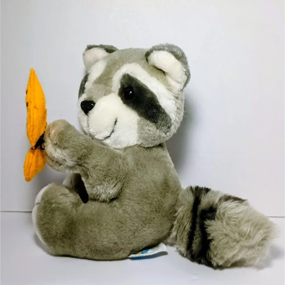 Rare  Dakin Current Critters Rupert Raccoon Vintage Plush 1987 Butterfly